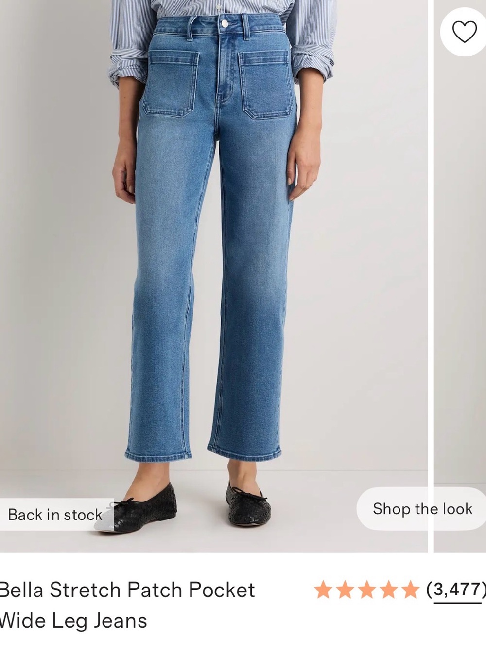 Quince Light Blue Wide-Leg Patch Pocket Jeans